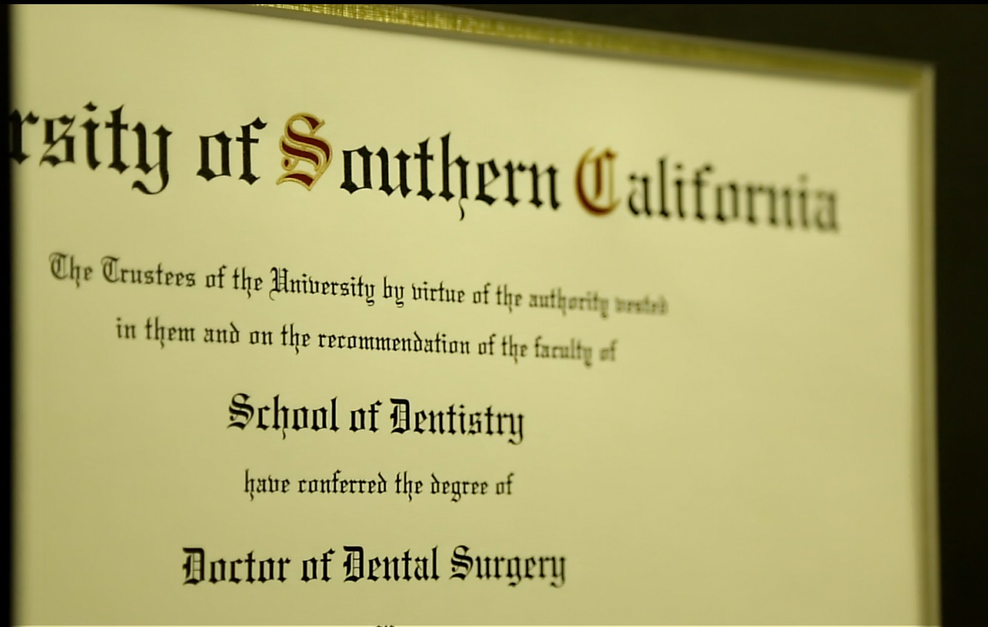 University of Southern California Doctor of Dental Surgery diploma awarded to Nader Salib
